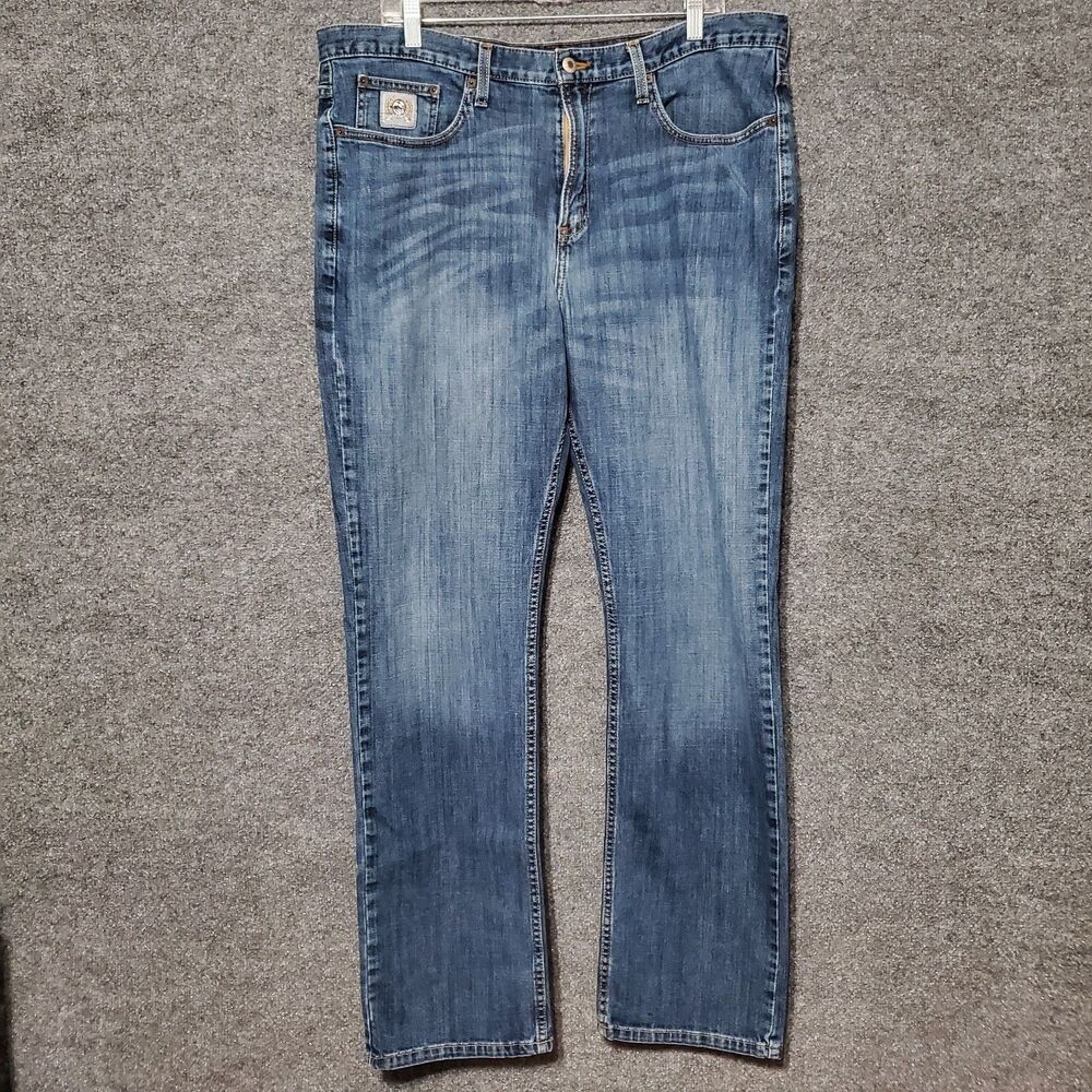 Cinch Jeans Mens 38 Blue Denim Silver Label Slim Fit Straight Leg Western Rodeo